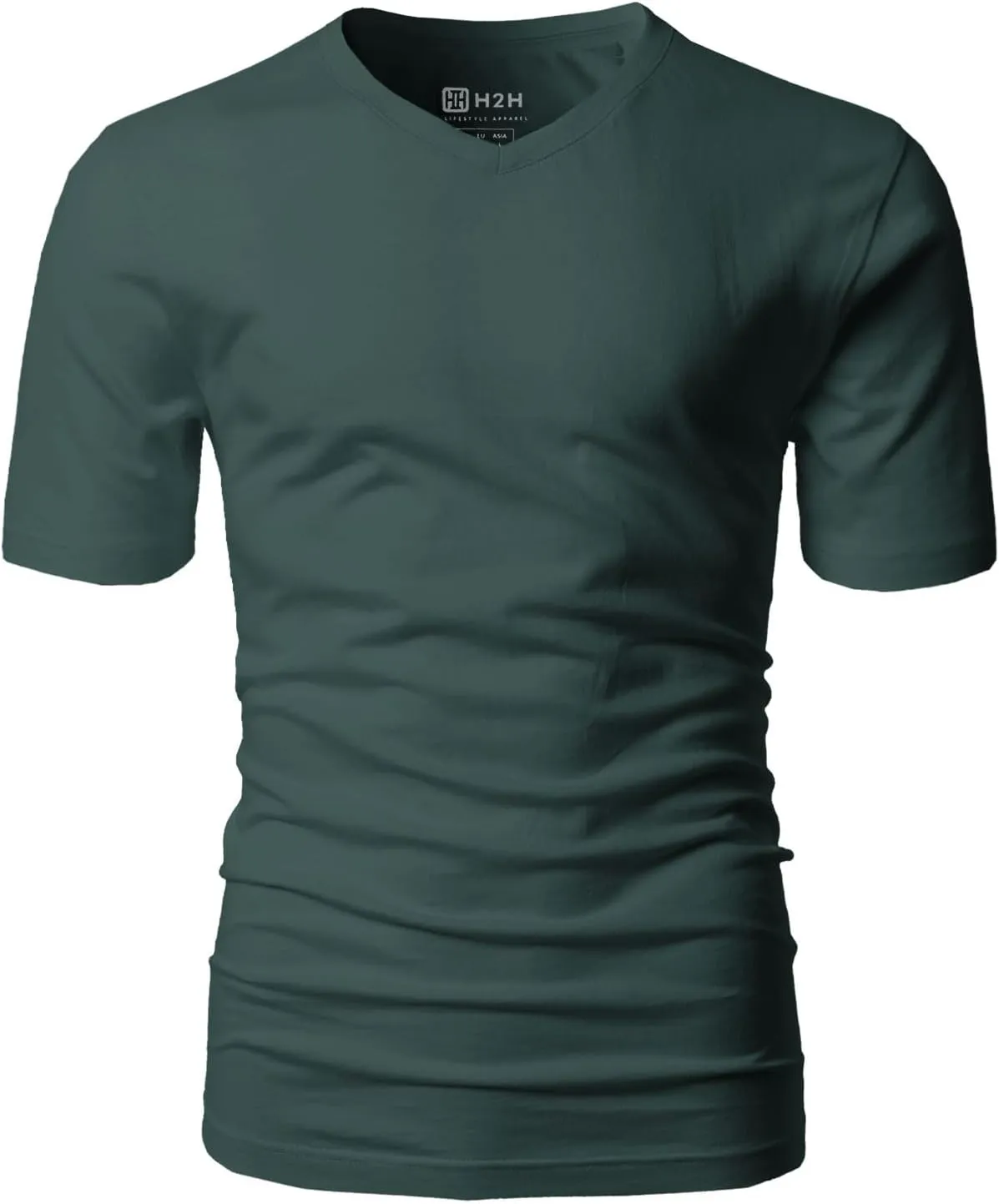 H2H Mens Casual Slim Fit Short Sleeve T-Shirts Soft Lightweight V-Neck/Crew-Neck Size XS to 3XL
