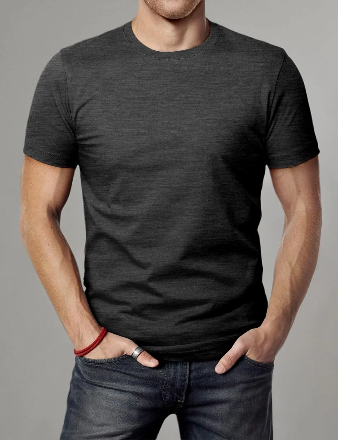 H2H Mens Casual Slim Fit Short Sleeve T-Shirts Soft Lightweight V-Neck/Crew-Neck Size XS to 3XL