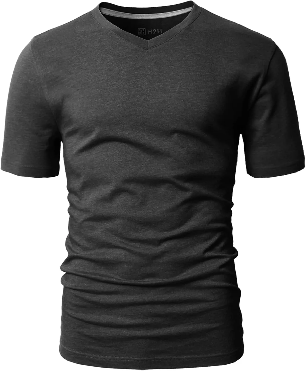 H2H Mens Casual Slim Fit Short Sleeve T-Shirts Soft Lightweight V-Neck/Crew-Neck Size XS to 3XL