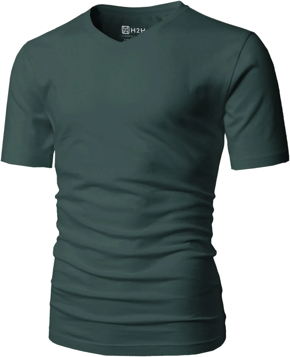 H2H Mens Casual Slim Fit Short Sleeve T-Shirts Soft Lightweight V-Neck/Crew-Neck Size XS to 3XL