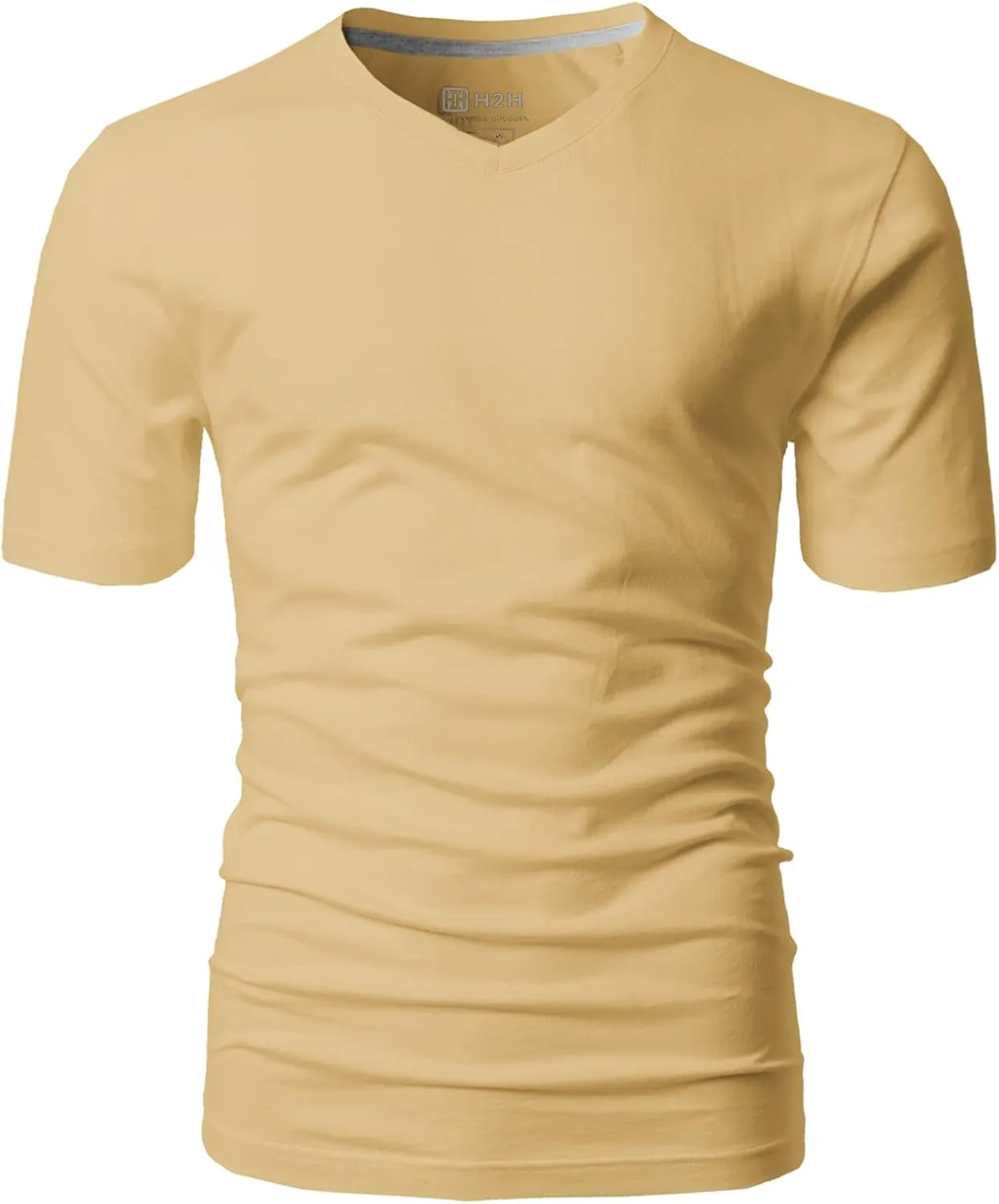H2H Mens Casual Slim Fit Short Sleeve T-Shirts Soft Lightweight V-Neck/Crew-Neck Size XS to 3XL