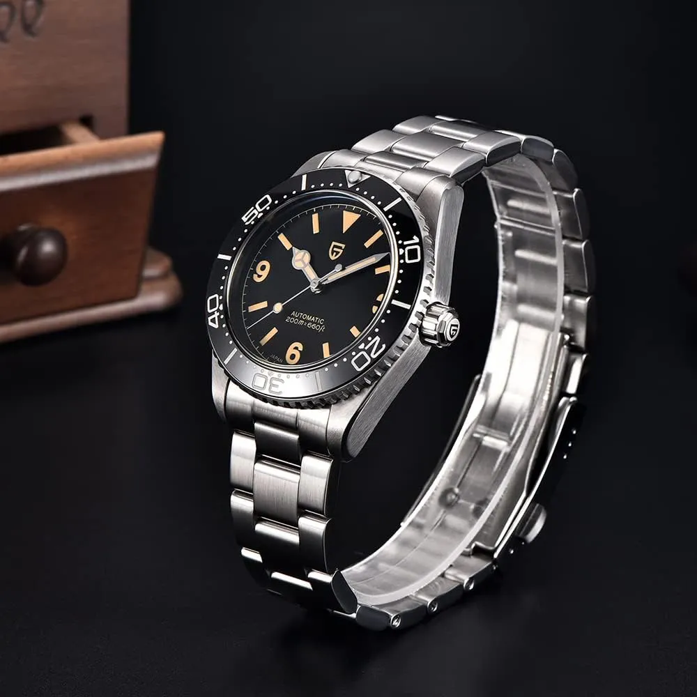 HaiQin PAGANI DESIGN Classic Men's Automatic Mechanical Watches Japanese NH35A Movement Rotatable Ceramic Bezel Waterproof Luminous Self-Winding Fashion Sports WristWatch