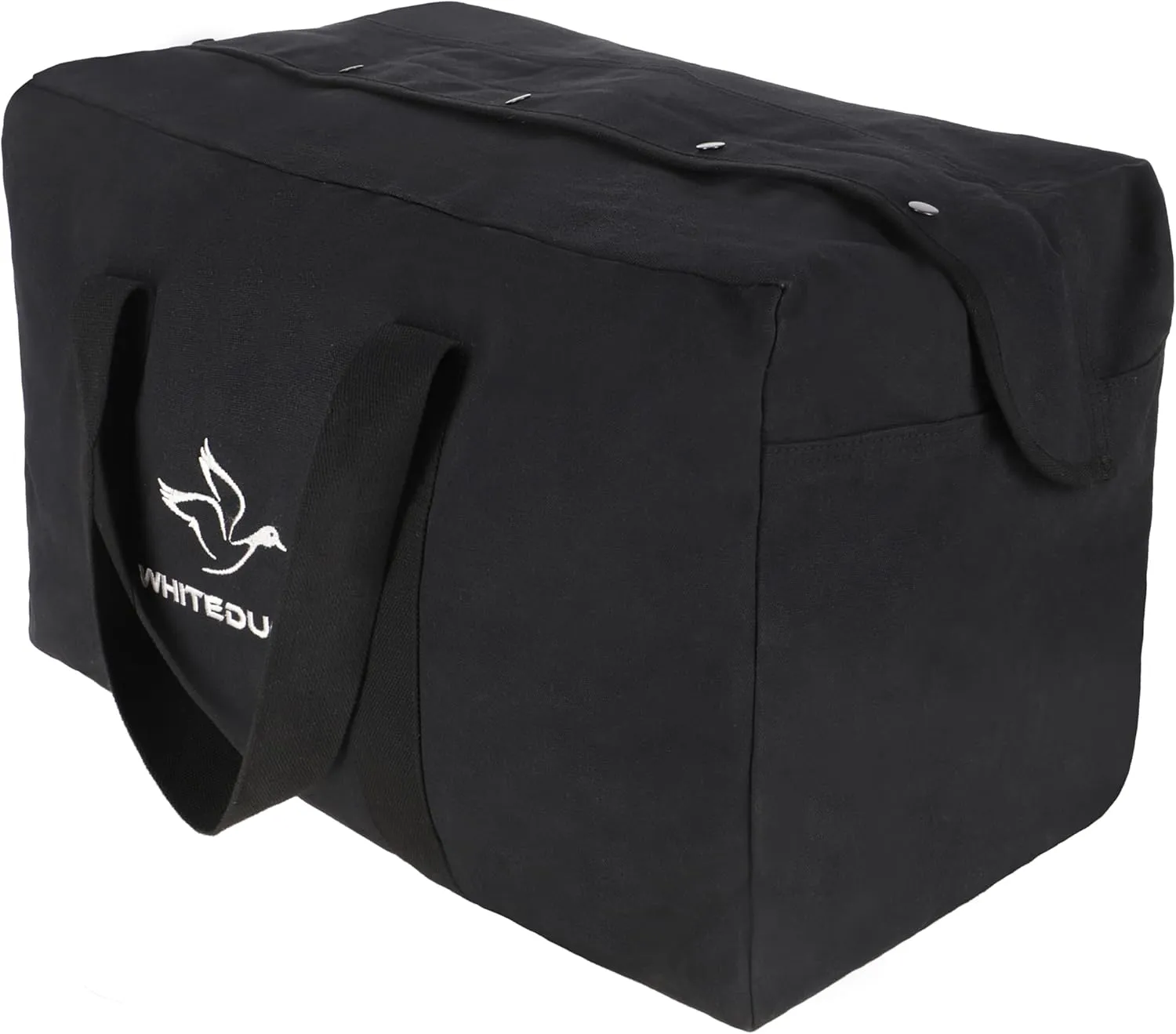 Heavy Duty HOPLITE Parachute Duffel Bag, Extra Large Multipurpose use, Tactical Canvas Cargo Bag with Snap-Closure Storm Flap for Military, Outdoor, Travel, Storage (Black, Standard 24" x 15" x 13)