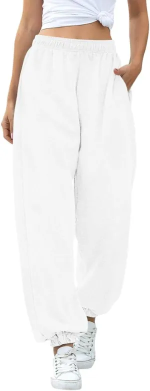 HeSaYep Women's High Waisted Sweatpants Workout Active Joggers Pants Baggy Lounge Bottoms