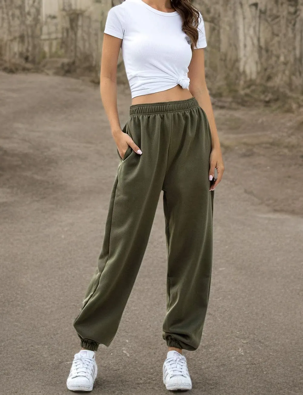 HeSaYep Women's High Waisted Sweatpants Workout Active Joggers Pants Baggy Lounge Bottoms