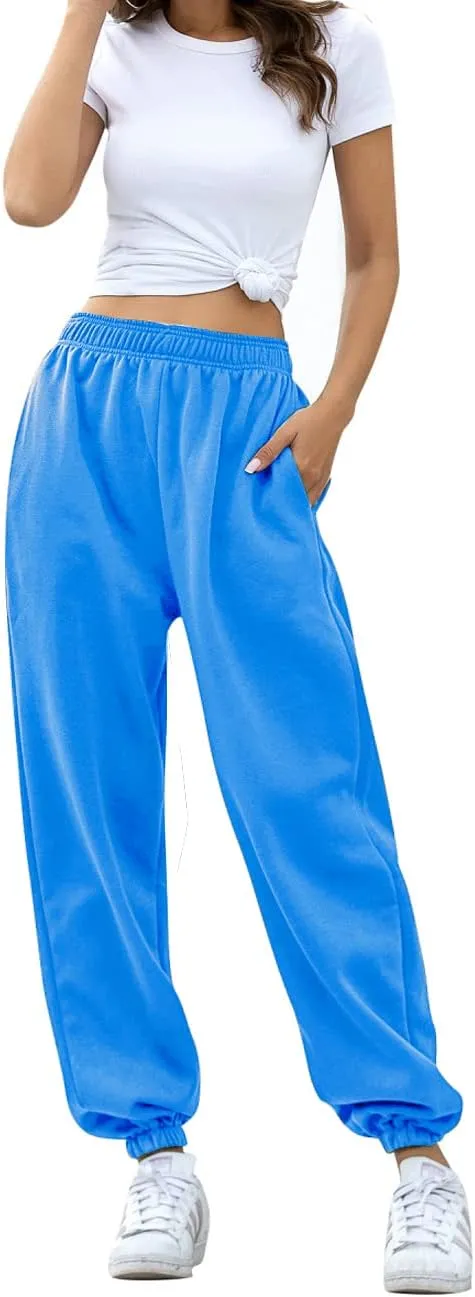 HeSaYep Women's High Waisted Sweatpants Workout Active Joggers Pants Baggy Lounge Bottoms