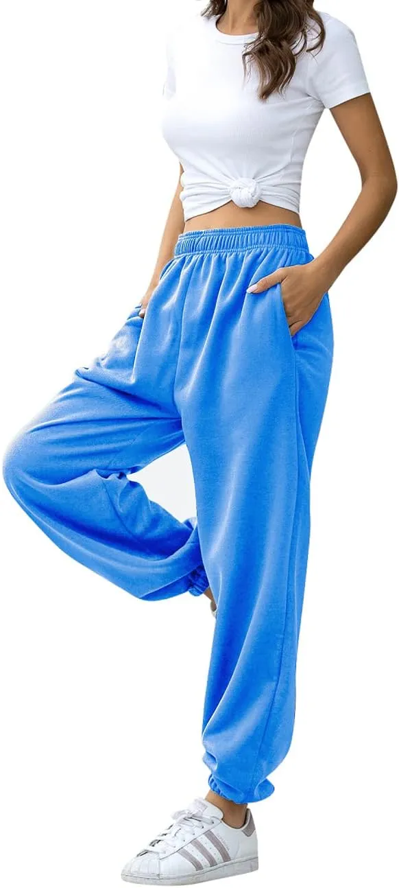 HeSaYep Women's High Waisted Sweatpants Workout Active Joggers Pants Baggy Lounge Bottoms