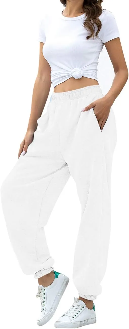 HeSaYep Women's High Waisted Sweatpants Workout Active Joggers Pants Baggy Lounge Bottoms