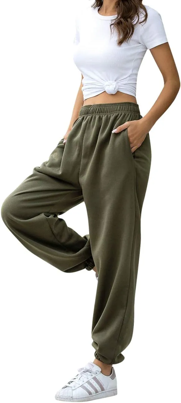 HeSaYep Women's High Waisted Sweatpants Workout Active Joggers Pants Baggy Lounge Bottoms