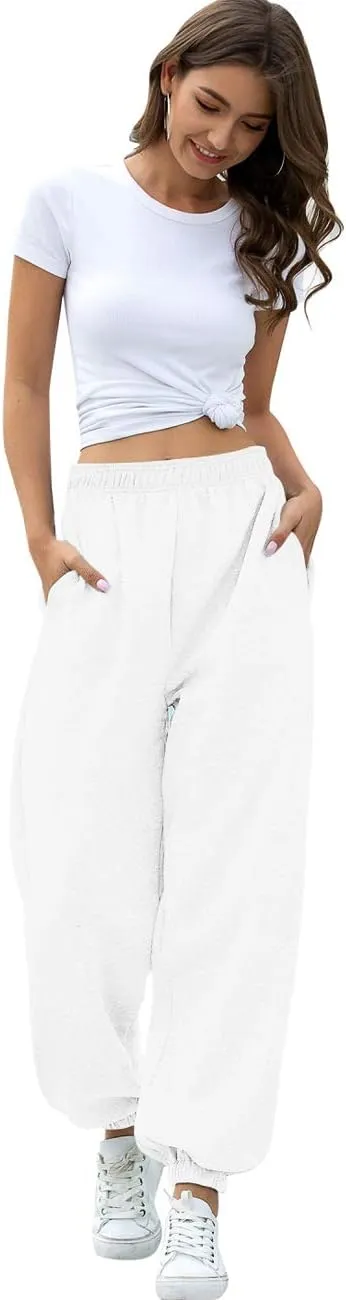 HeSaYep Women's High Waisted Sweatpants Workout Active Joggers Pants Baggy Lounge Bottoms