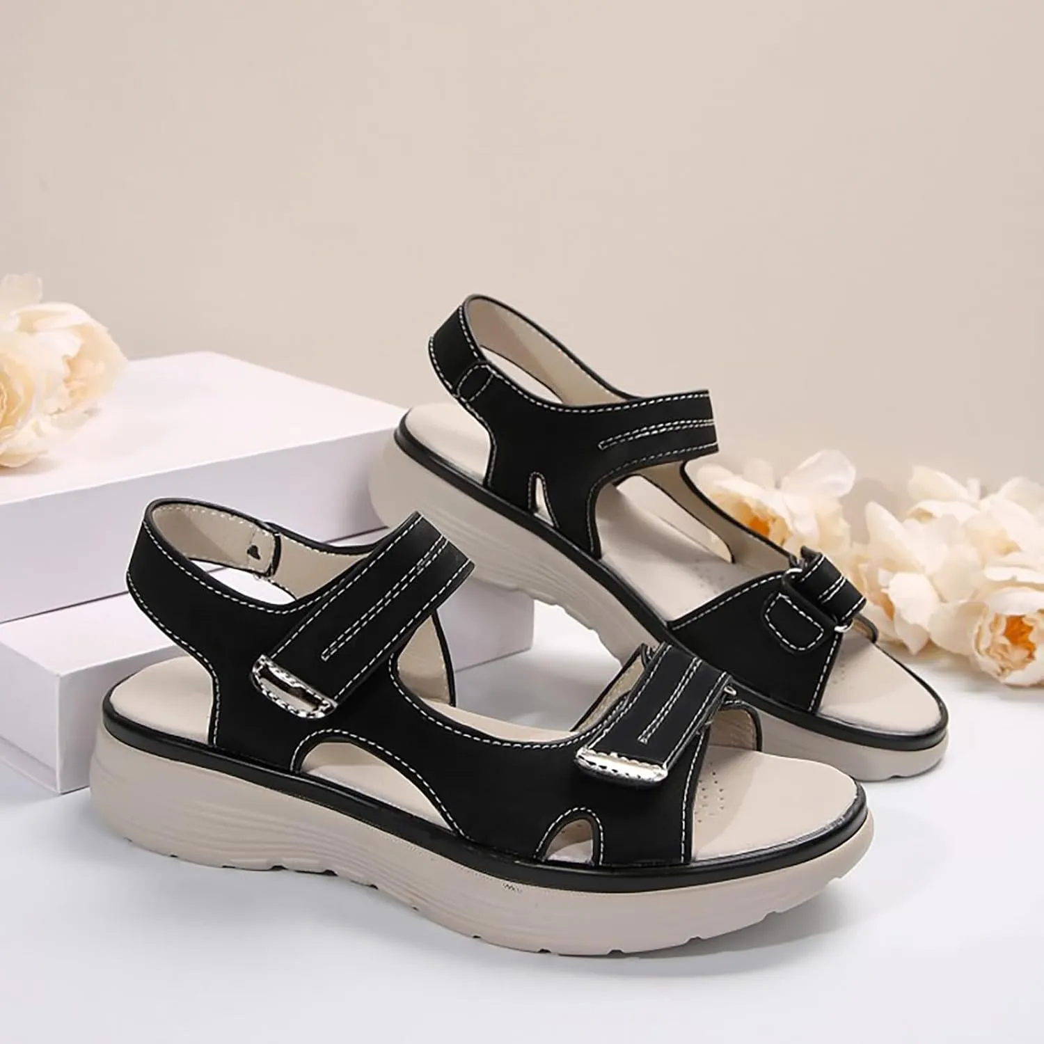 Hiking Sandals Women Arch Support Wide Width Sport Sandals Ankle Buckle Orthopedic Sandals Outdoor Work Summer Shoes