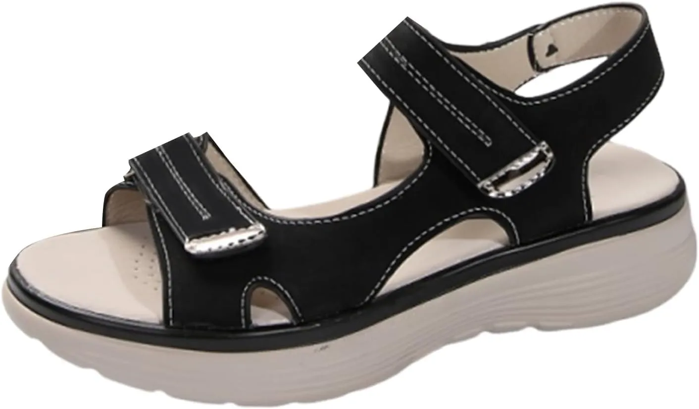 Hiking Sandals Women Arch Support Wide Width Sport Sandals Ankle Buckle Orthopedic Sandals Outdoor Work Summer Shoes