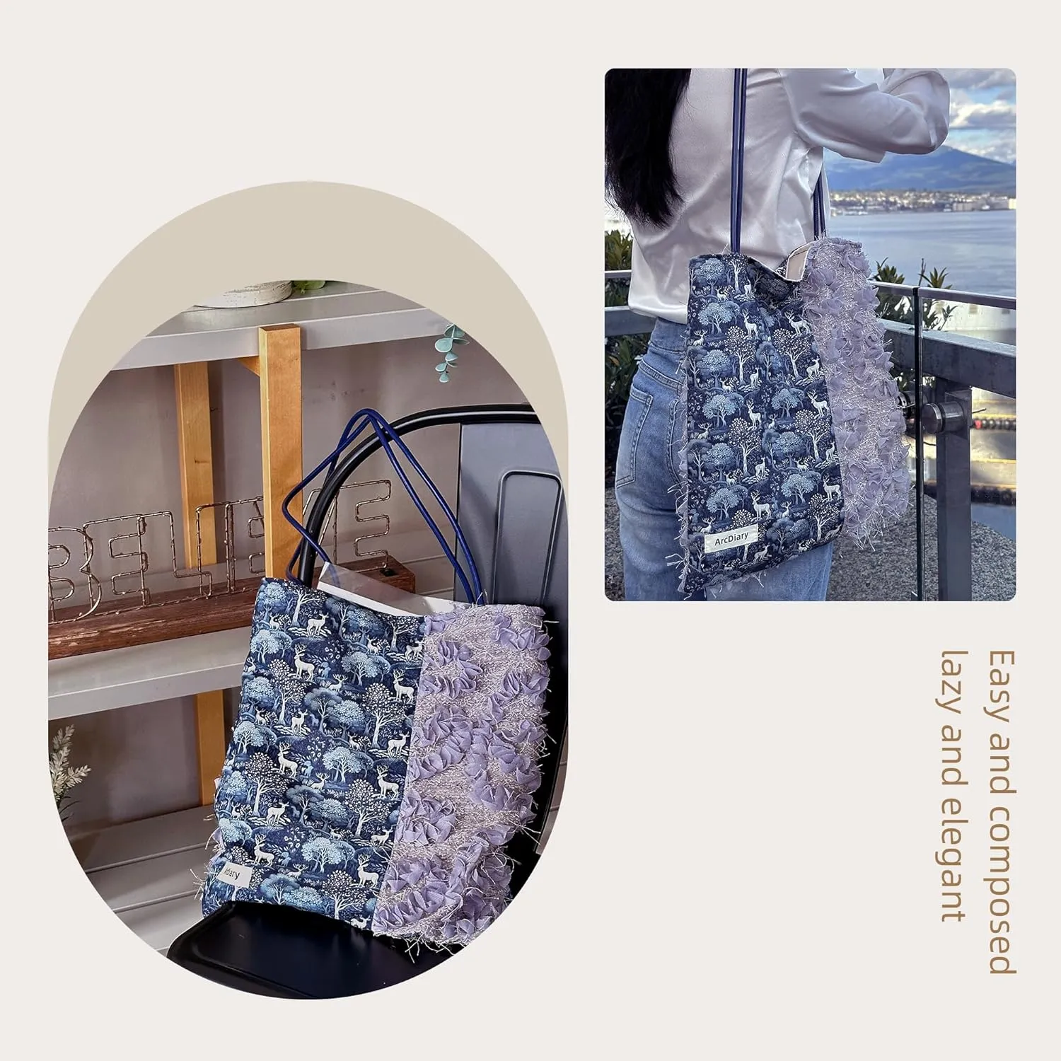 Hobo Bags for Women, Large Capacity Shoulder Tote with Inner Pockets