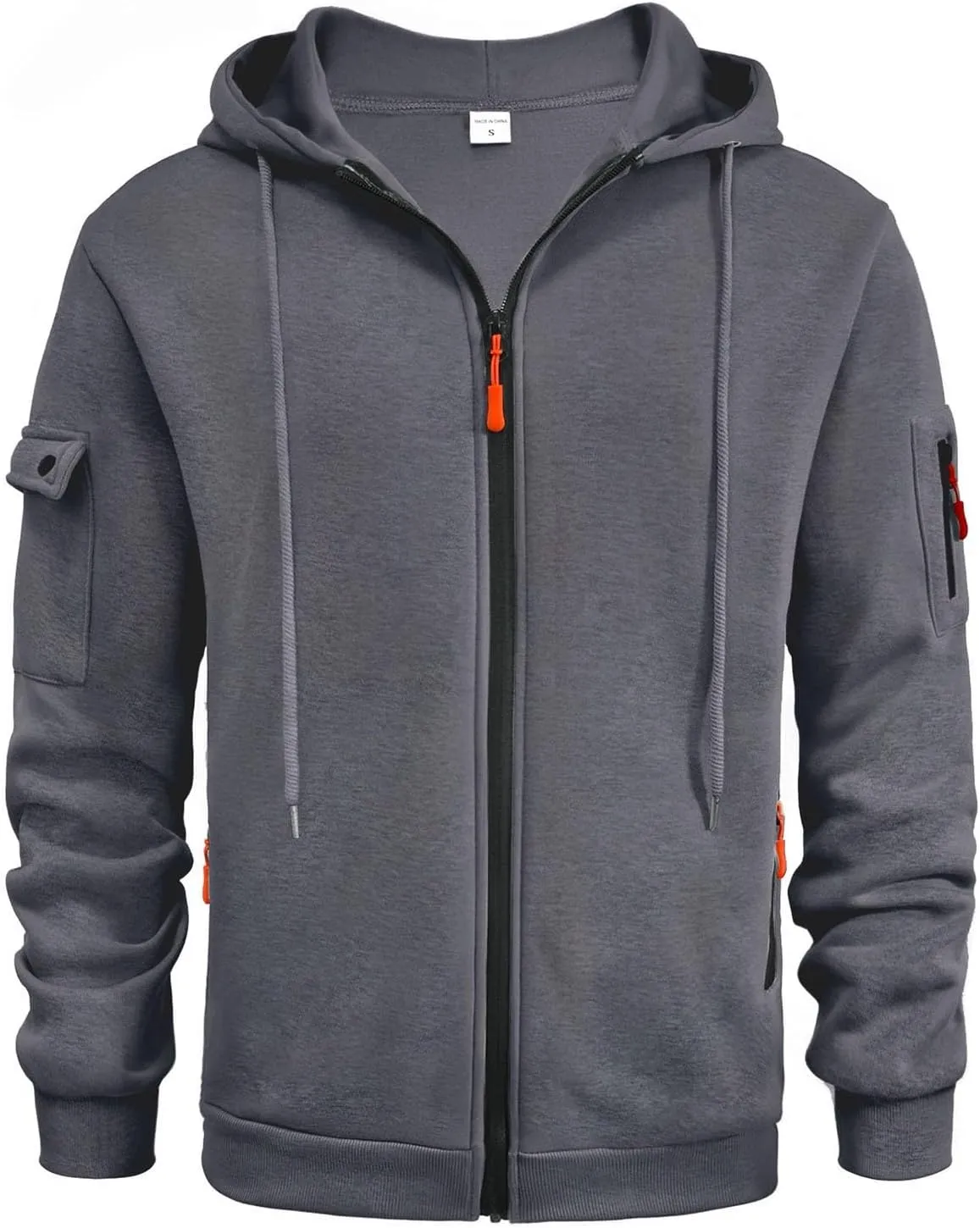 Hoodies for Men Full Zip Up Long Sleeve Sports Hooded Jacket Casual Gym Athletic Sweatshirt Coats with Zip Pockets