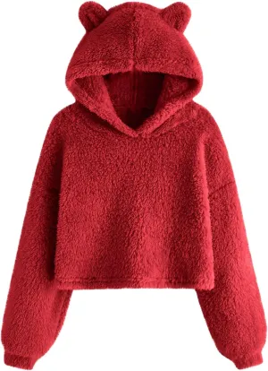 Hoodies for Teen Girls Sherpa Fleece Hooded Sweatshirts Oversized Long Sleeve Pullover Cute Clothes Tops 7-12 Years
