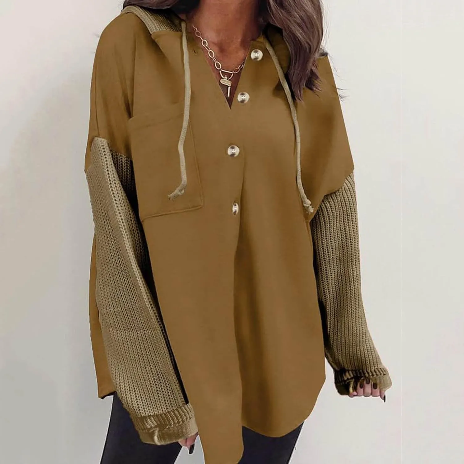 Hoodies for Women Oversized Sweatshirts for Women Loose Fit Casual Long Sleeve Button Hooded Sweatshirt Hoodie with Pocket