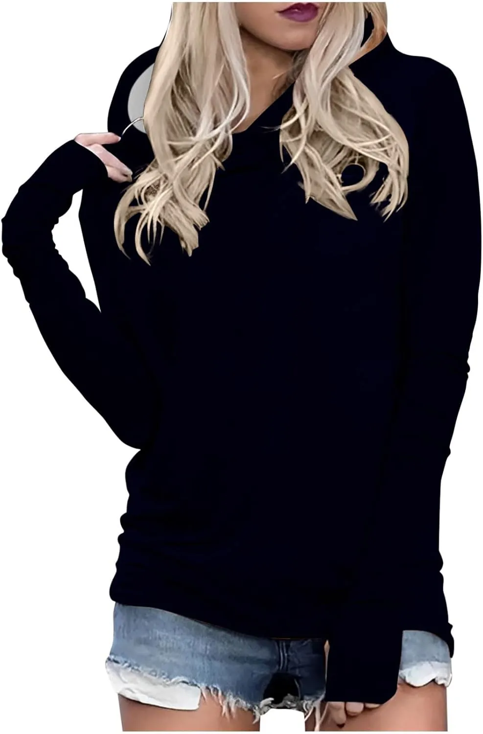Hoodies with Thumb Holes for Women Long Sleeve Pullover Shirts 2024 Fall Tops Plus Size