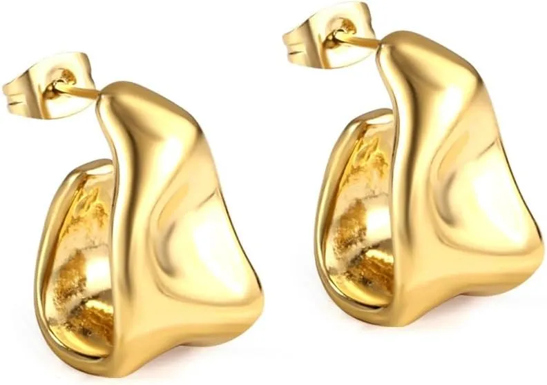 Hoop Earrings for Women 18K Gold Modern Design Hypoallergenic Earrings for Women, 20mm