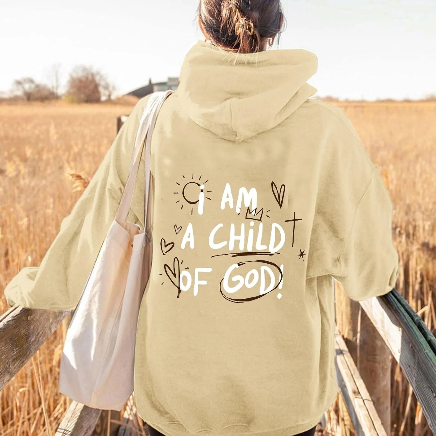 i AM A Child Of F God Graphic Hoodie For Women Long Sleeve Preppy Sweatshirt Y2K Casual Hooded Pullover Tops With Pockets