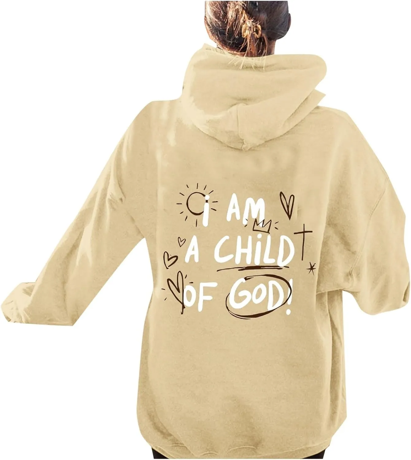 i AM A Child Of F God Graphic Hoodie For Women Long Sleeve Preppy Sweatshirt Y2K Casual Hooded Pullover Tops With Pockets
