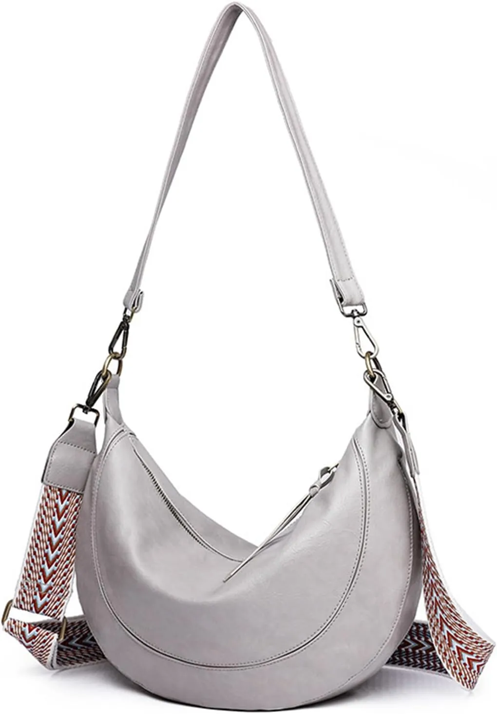 I IHAYNER Crescent Shoulder Bags for Women Trendy Crossbody Hobo Purse Vegan Leather Handbag with Wide Strap for Travel