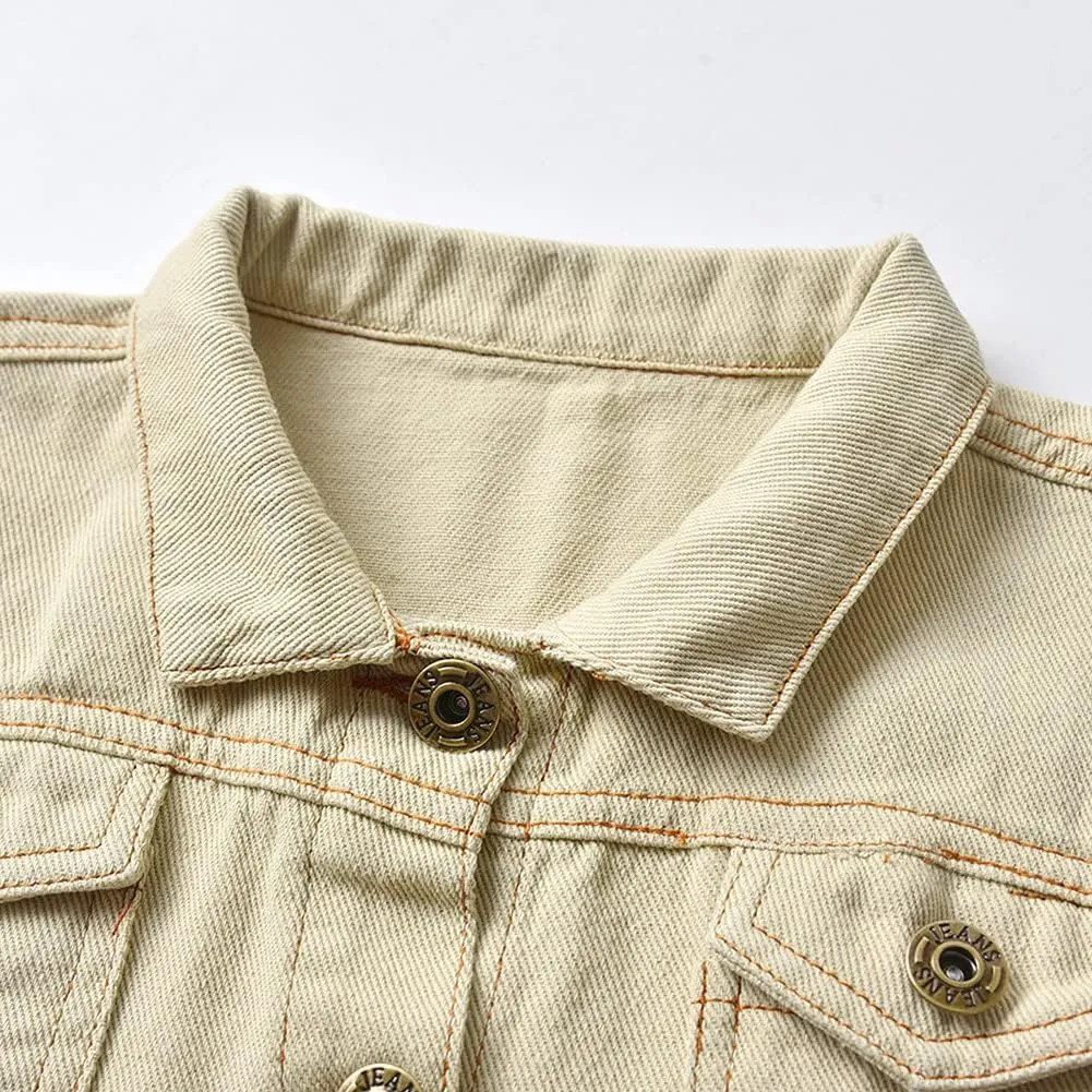 IDOPIP Toddler Kid Baby Boys Girls Denim Jacket Long Sleeve Button Down Jeans Coat Cowboy Overcoat Hoodie Casual Outwear