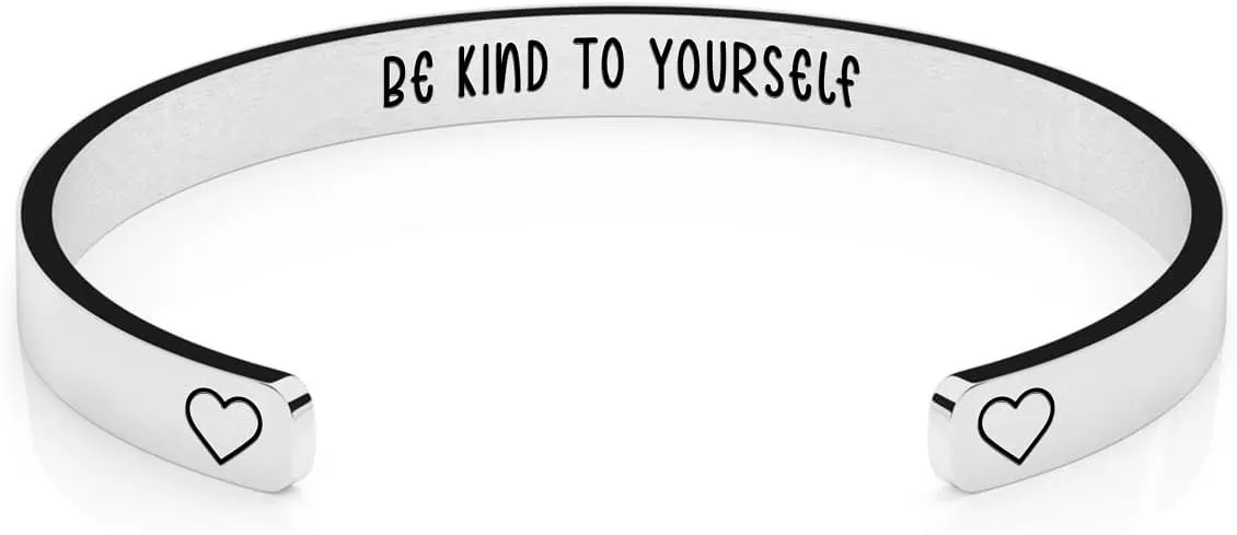 Inspirational Bracelets for Women Personalized Hidden Message Stainless Steel Cuff Bangle Motivational Gifts for Her