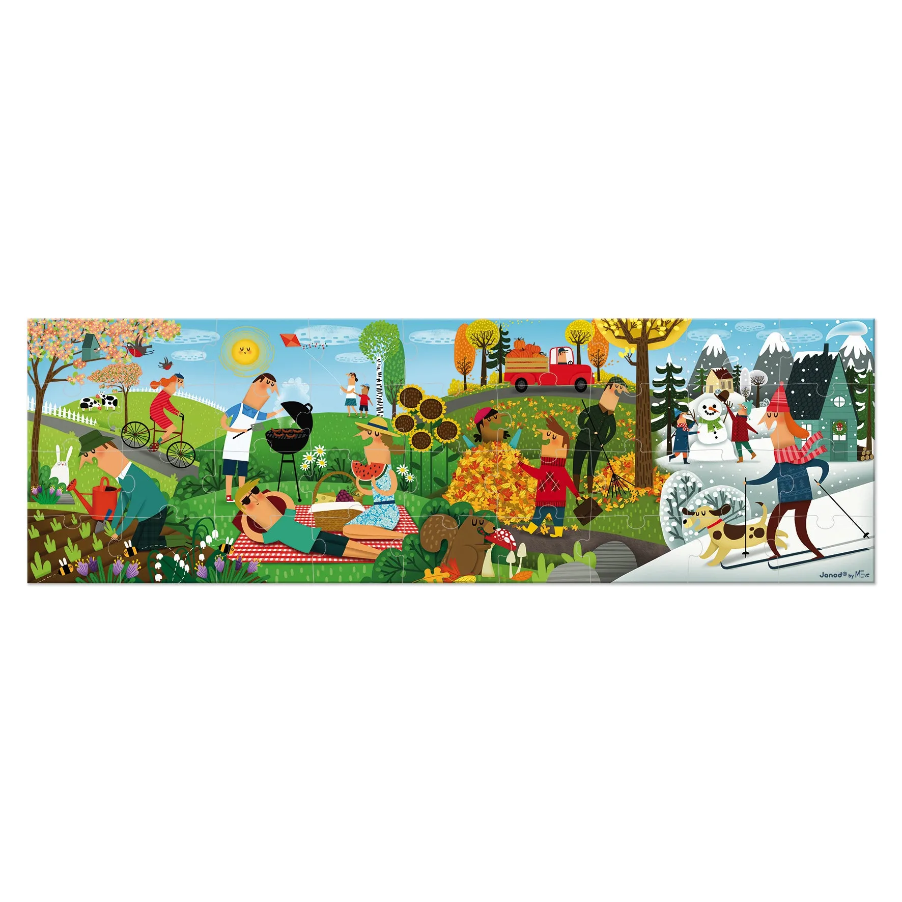 Janod Hat Boxed 36 pcs Panoramic Puzzle 4 Seasons