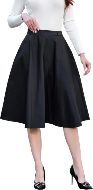Joe Wenko Womens A-Line Flared Midi Skirt Lightweight Waterproof Skirt