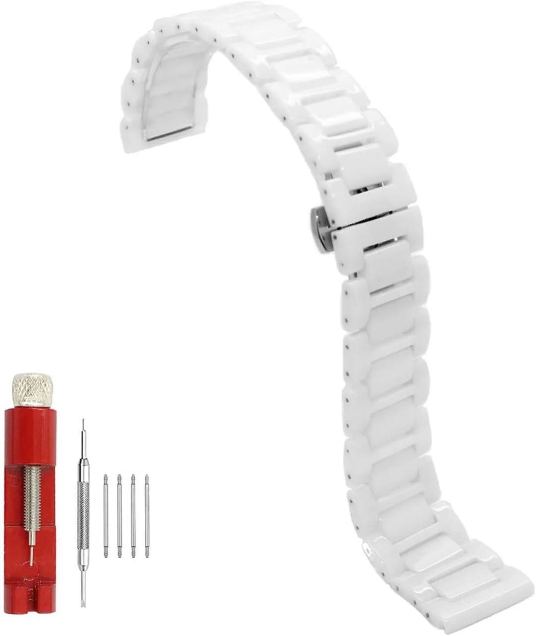Juntan 20mm 22mm Ceramic Watch Band Quick Release Watch Replacement Strap with Stainless Steel Butterfly Deployment Clasp Watch Bracelet for Women Men