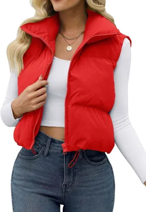 JZC Women's Crop Puffer Vest Lightweight Sleeveless Jacket 2024 Fashion Winter Outerwear Padded Gilet