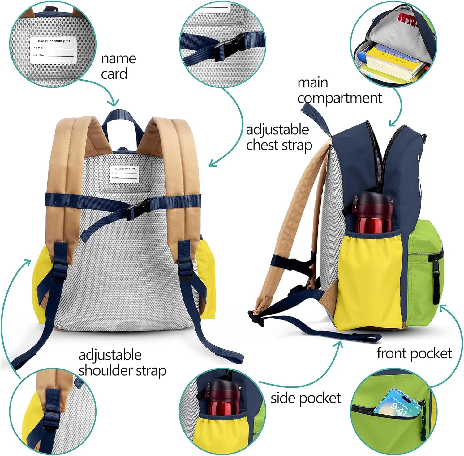 Kids' Backpacks for Girls & Boys - Kindergarten & Elementary School, Small Child Toddler Backpack, 13" H, Ages 3-5
