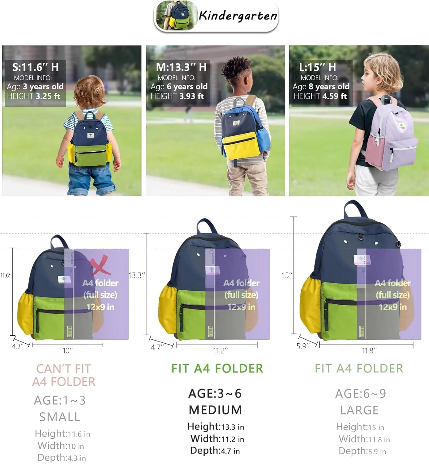 Kids' Backpacks for Girls & Boys - Kindergarten & Elementary School, Small Child Toddler Backpack, 13" H, Ages 3-5