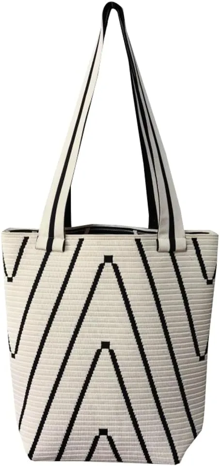 Knit Tote Bag for Women Fashion Striped Crochet Hobo Bags Bucket Purse Slouchy Shoulder Bag Top Handle Handbag
