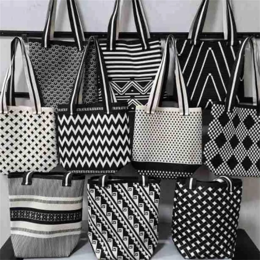 Knit Tote Bag for Women Fashion Striped Crochet Hobo Bags Bucket Purse Slouchy Shoulder Bag Top Handle Handbag
