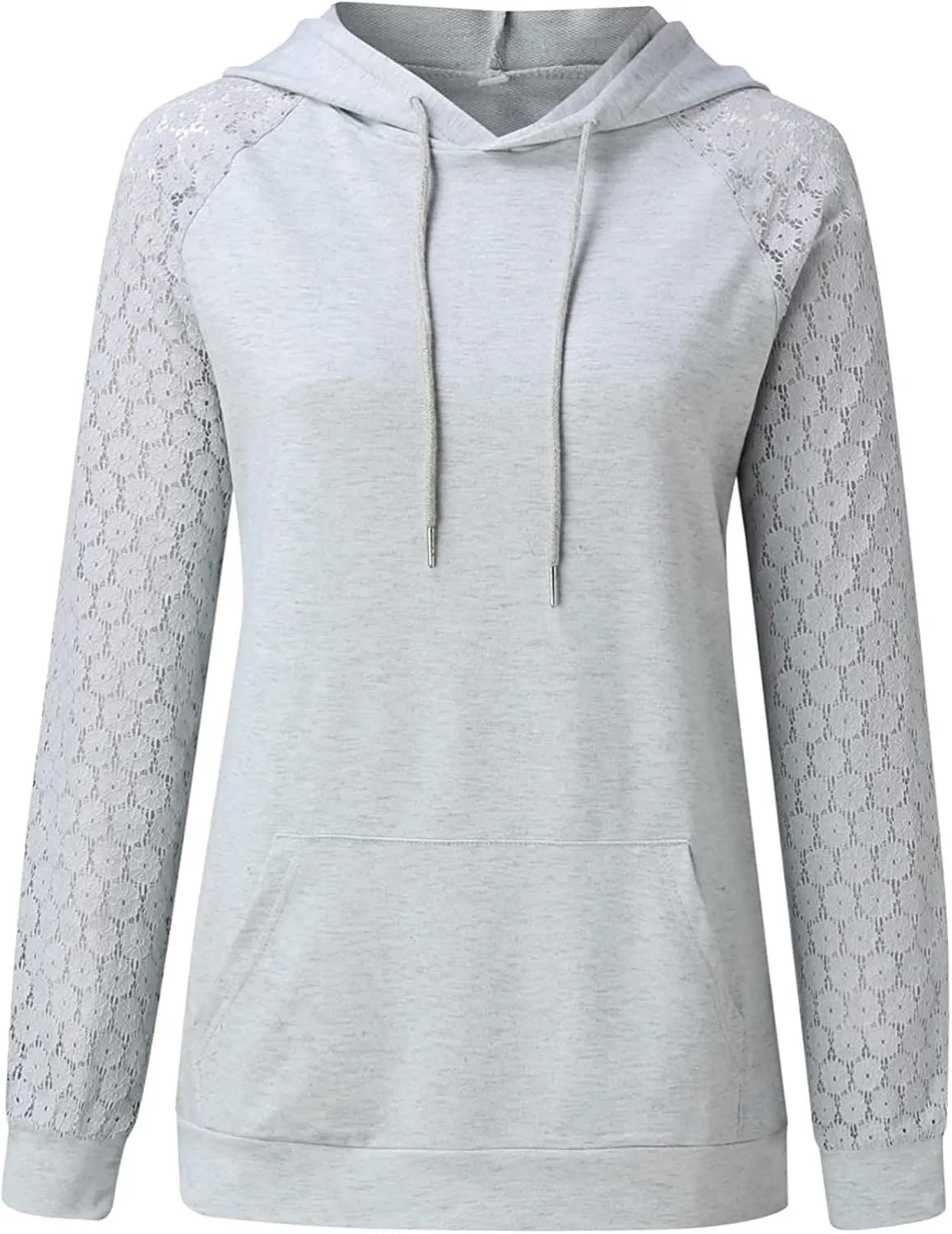 Ladies Tops, Floral Lace Long Sleeve Hoodies with Pocket Fashion Fall Outfits Casual Hoodie Comfy Spring Clothes
