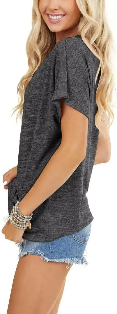 LEEDYA Women Off Shoulder Tops Short Sleeve T-Shirts Loose Blouses Oversized Tunic Tops