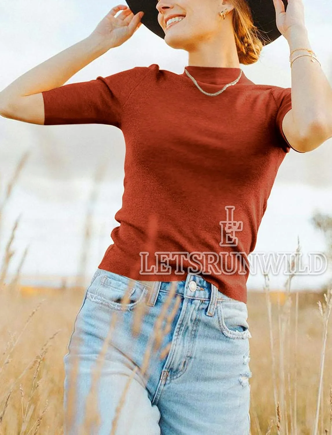 LETSRUNWILD Business Casual Tops for Women Dressy Cute Tops Mock Turtleneck Tshirts Shirts