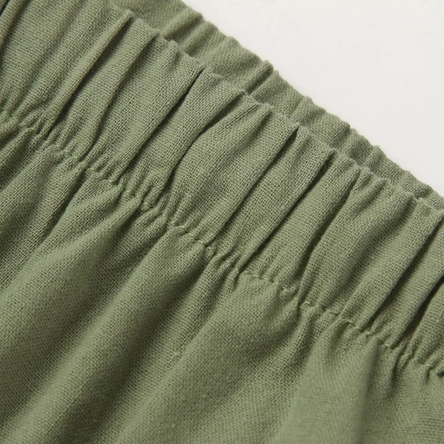 Linen Pants for Women Summer Elastic High Waist Drawstring Flowy Palazzo Pant Loose Fit Wide Leg Trousers with Pocket