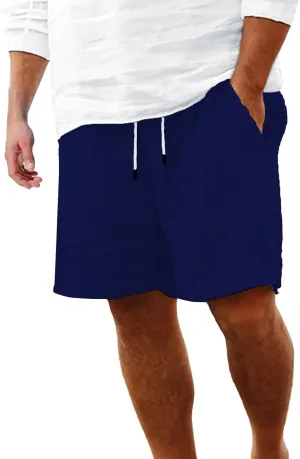 Linen Shorts for Men Black Leisure Solid Color Black Single Layer Shorts for Men Beach Shorts with Pockets Men's
