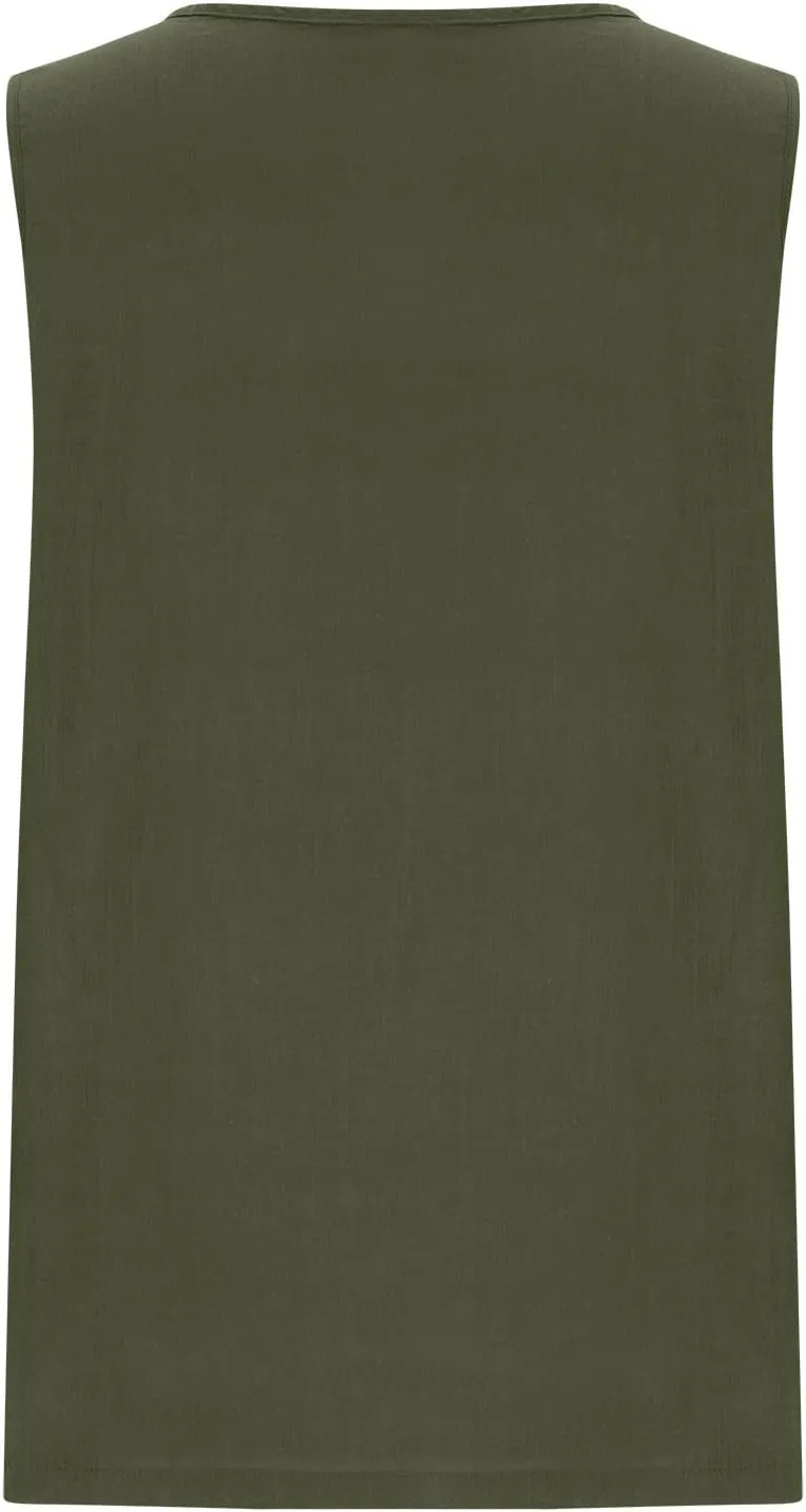 Linen Tank Tops for Women Cotton Gauze Crewneck Pleated Front Sleeveless Plus Size Side Slit Summer Shirts