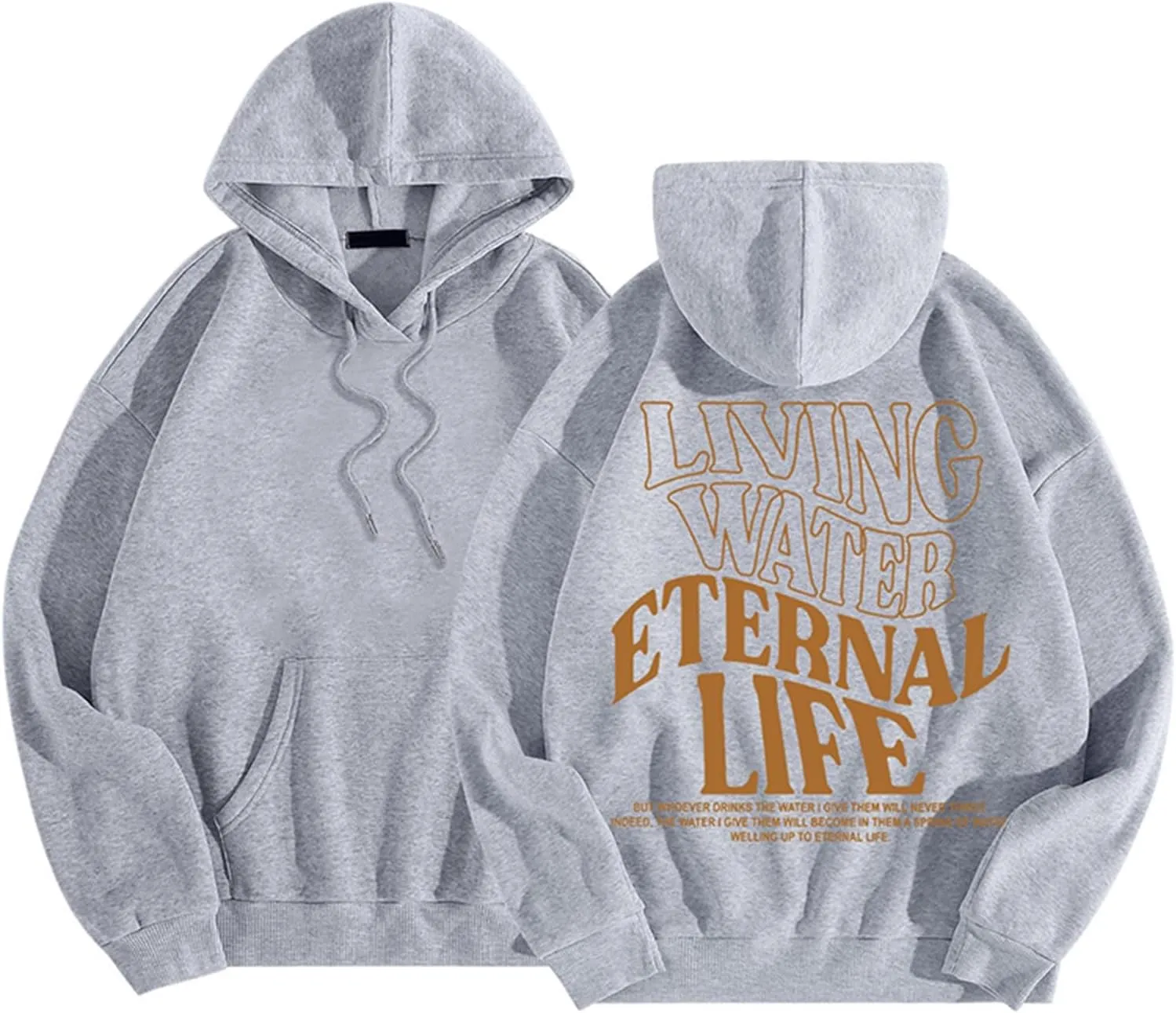 Living Water Eternal Life Graphic Christian Womens Hoodies Oversized Long Sleeve Jesus Faith Y2K Girls Sweatshirts Pullover
