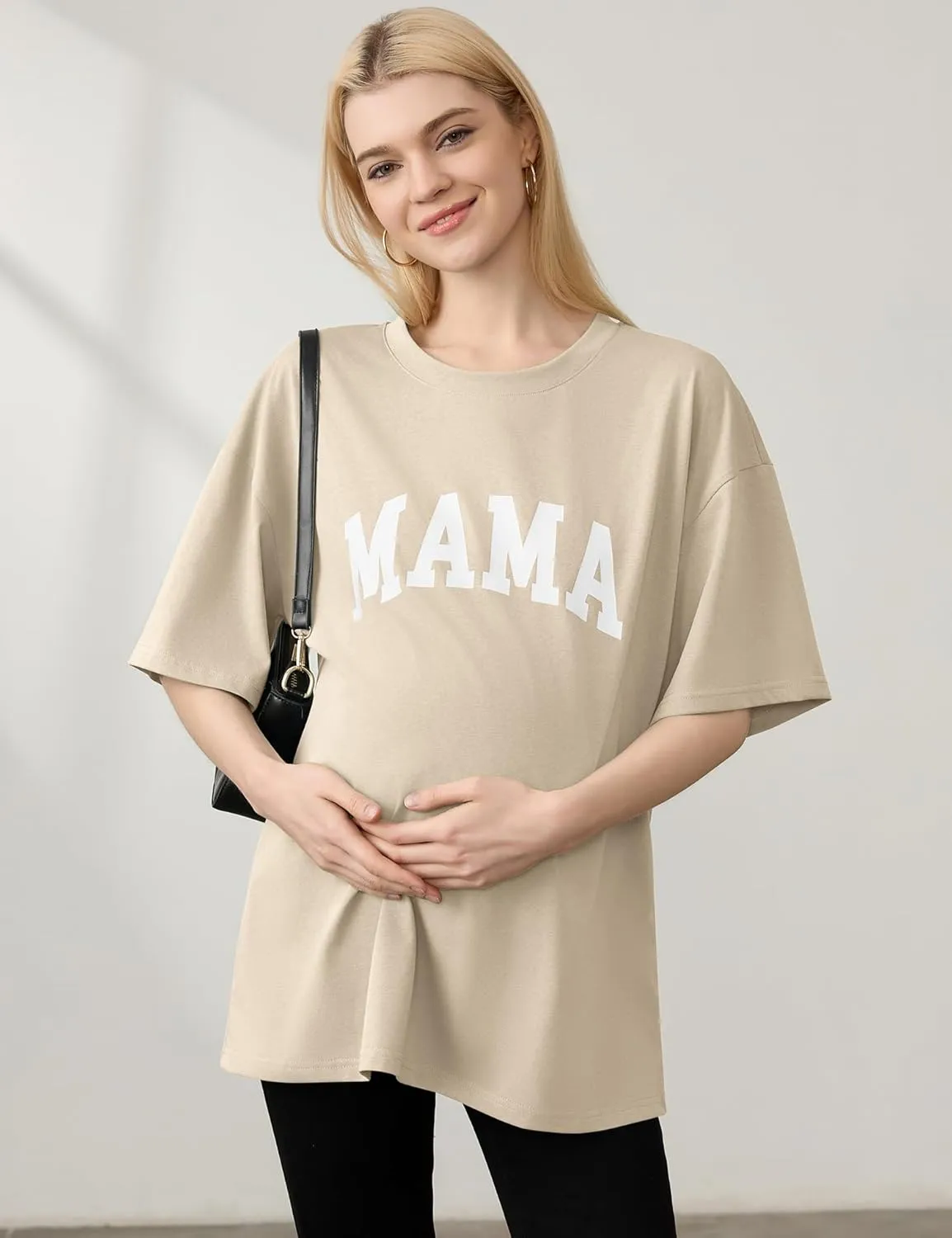 LOMON Oversized T Shirts for Women Short Sleeve Crewneck Summer Tops Loose Casual Mama Shirts Basic Tee