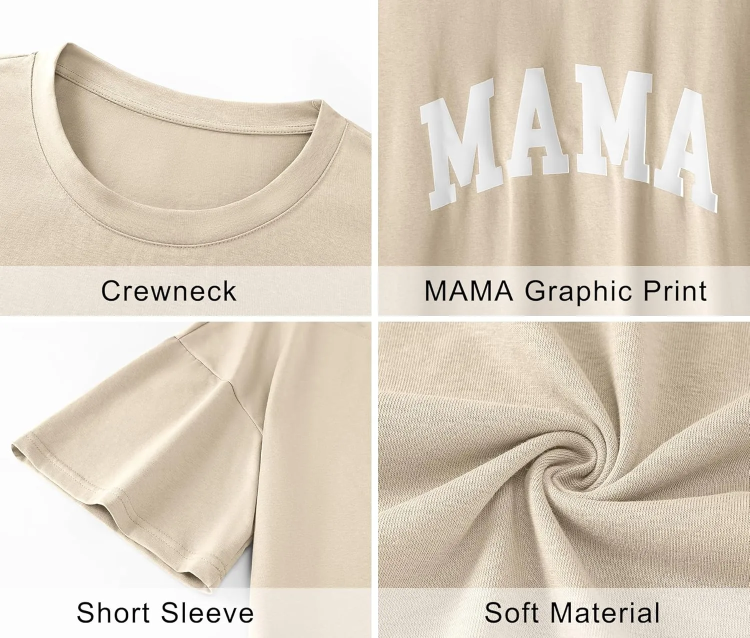LOMON Oversized T Shirts for Women Short Sleeve Crewneck Summer Tops Loose Casual Mama Shirts Basic Tee