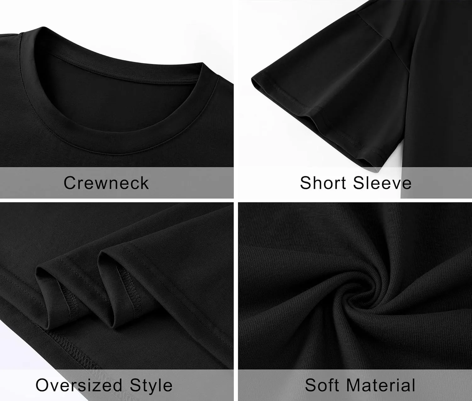 LOMON Oversized T Shirts for Women Short Sleeve Crewneck Summer Tops Loose Casual Mama Shirts Basic Tee