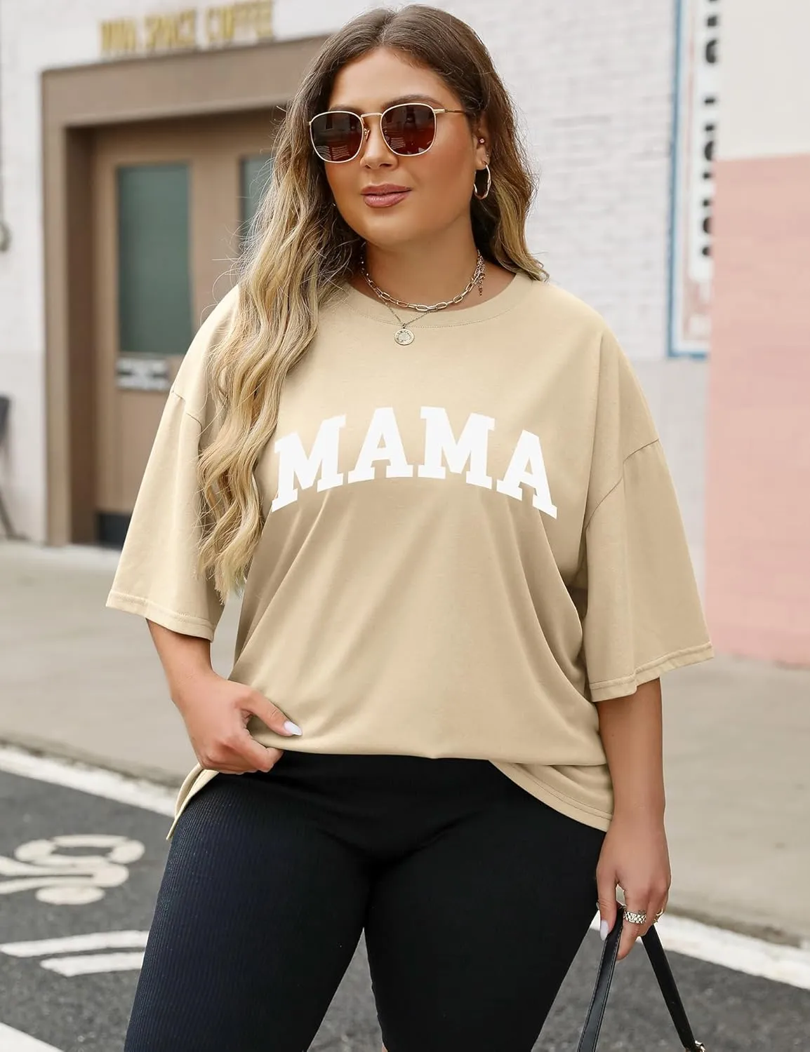 LOMON Oversized T Shirts for Women Short Sleeve Crewneck Summer Tops Loose Casual Mama Shirts Basic Tee