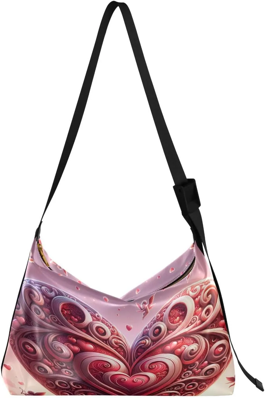 Magic Love Heart Land Hobo Crossbody Bags for Women Leather Large Shoulder Bag Cross Body Valentine Angle Trendy Womens Tote Bags Handbag for Travel Shopping