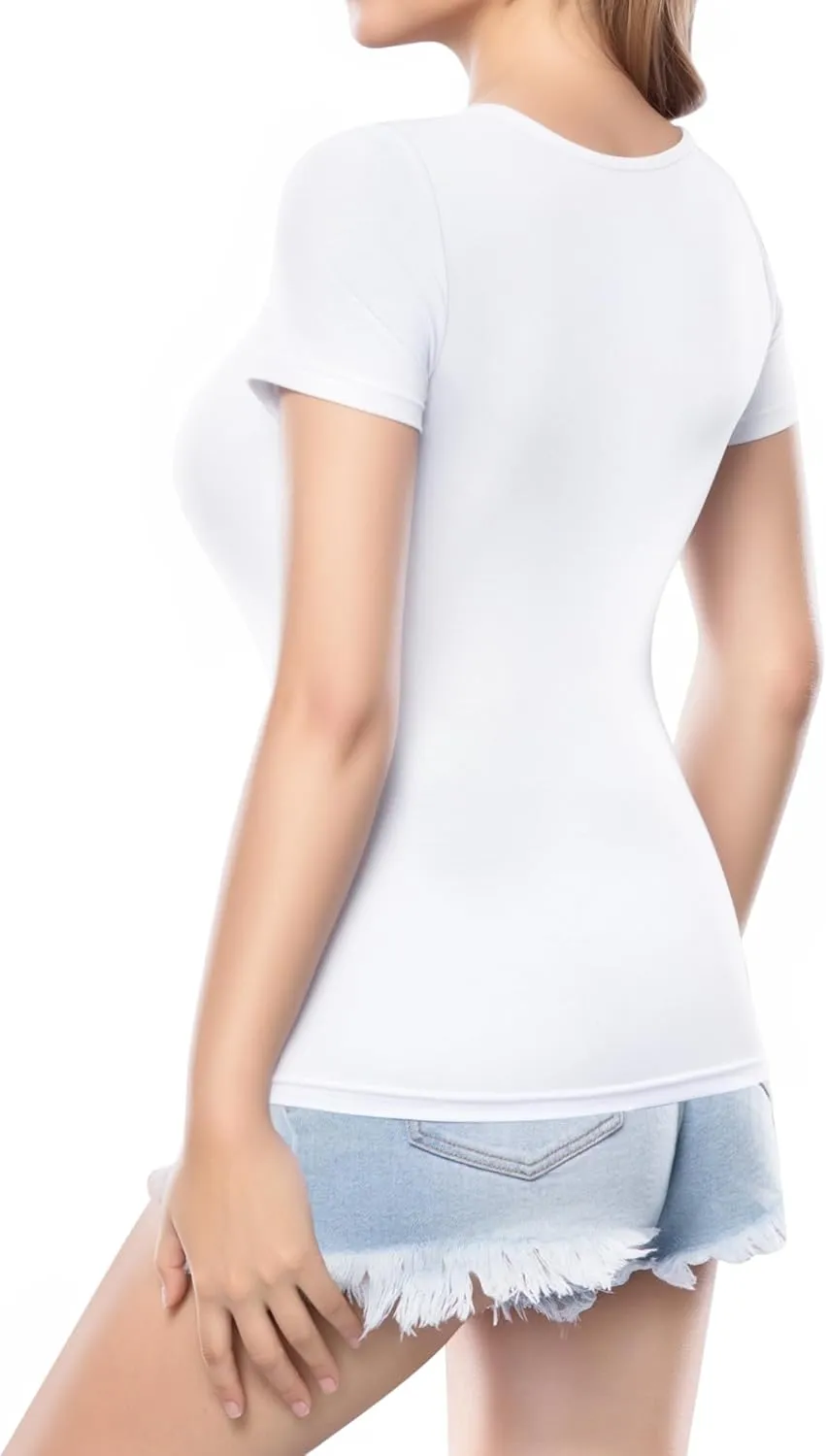 MANGOPOP Womens Square Neck T Shirts Long Sleeve Short Sleeve Tops Fitted Tees