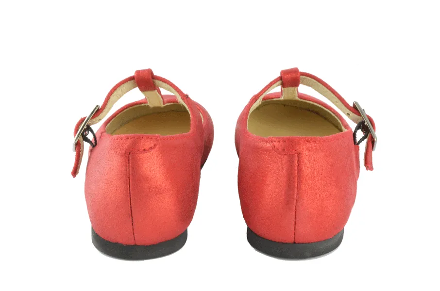 Manuela de Juan Girls Shimmer Red T-Bar