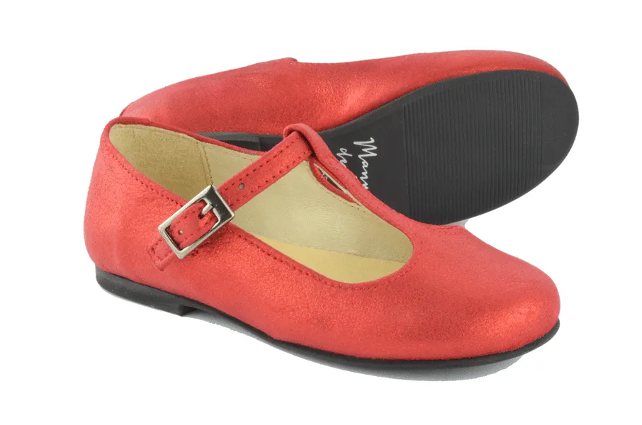 Manuela de Juan Girls Shimmer Red T-Bar
